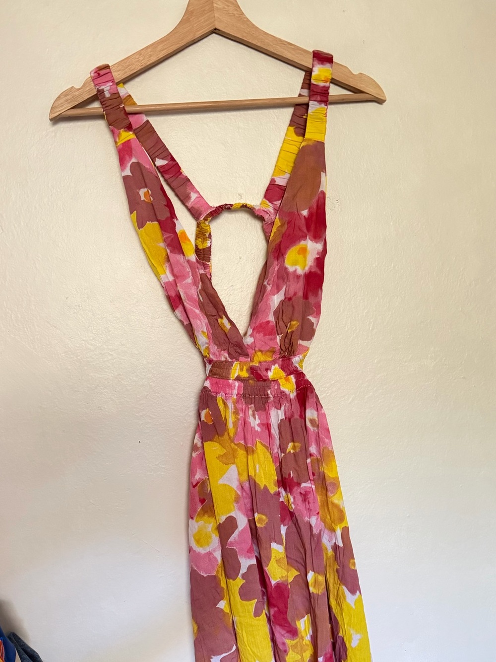 Tiare Hawaii Pink and Yellow Floral Maxi Sundress